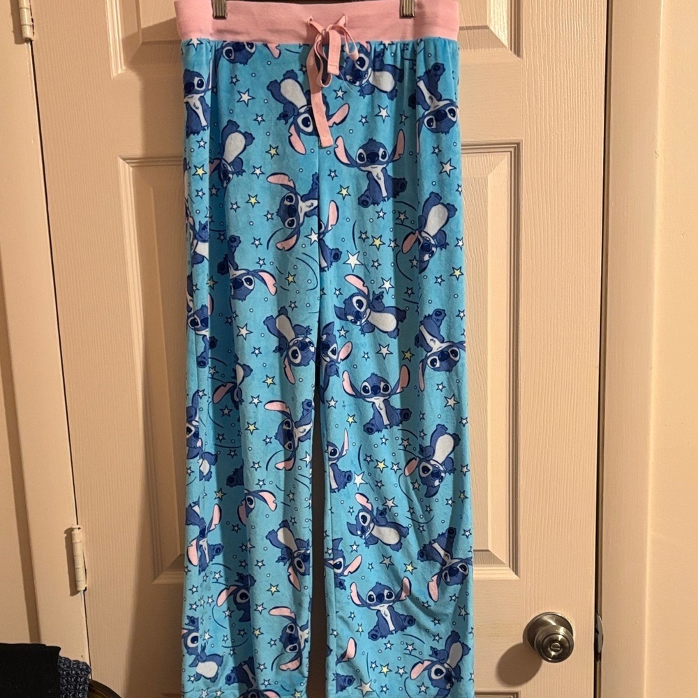 Disney Blue and Pink Stitch Pajama Bottoms